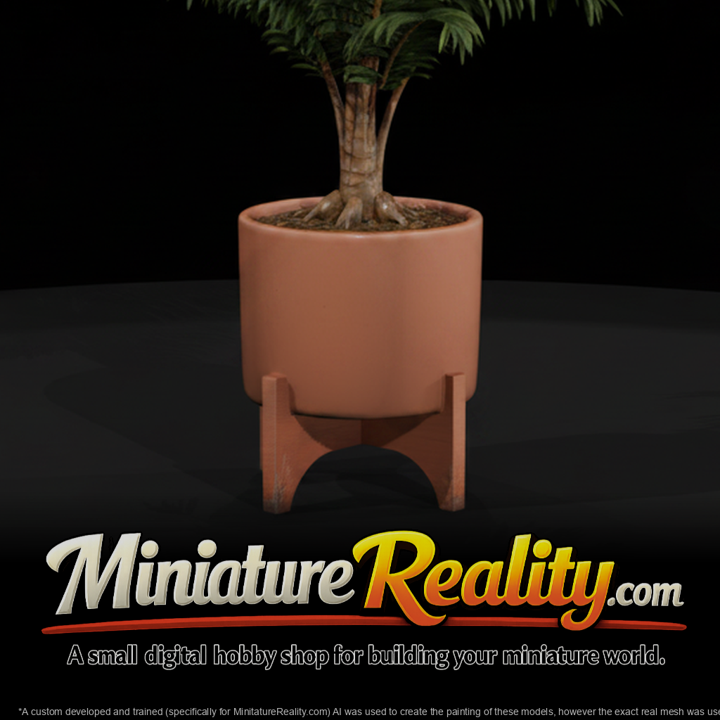 Stylized Minimalist Potted Palm miniature, three-quarter view