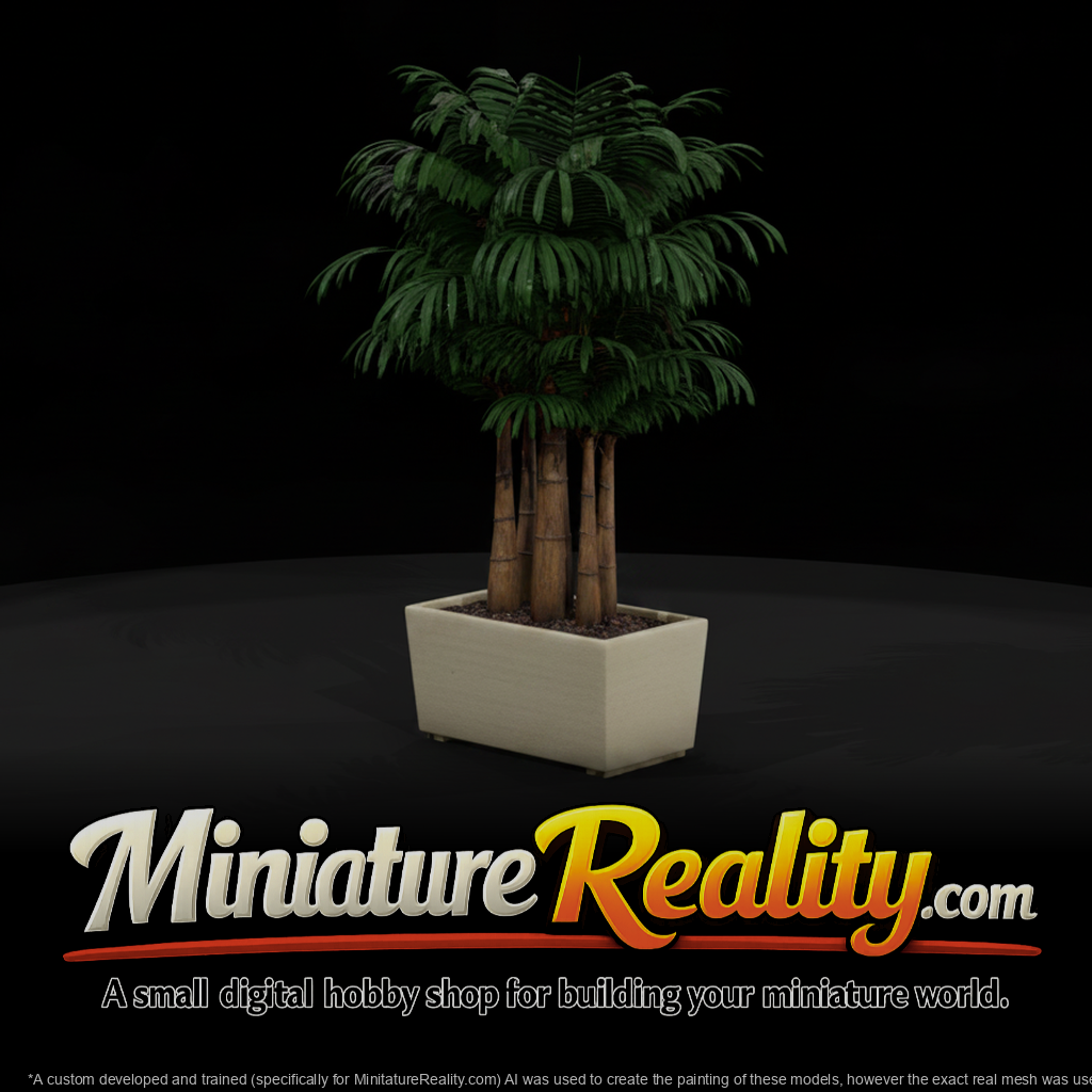 Stylized Monochrome Cluster Palm Planter miniature, three-quarter view