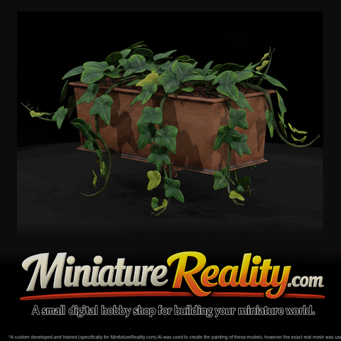 Stylized monochrome trailing ivy planter model HY32MG40, three-quarter view