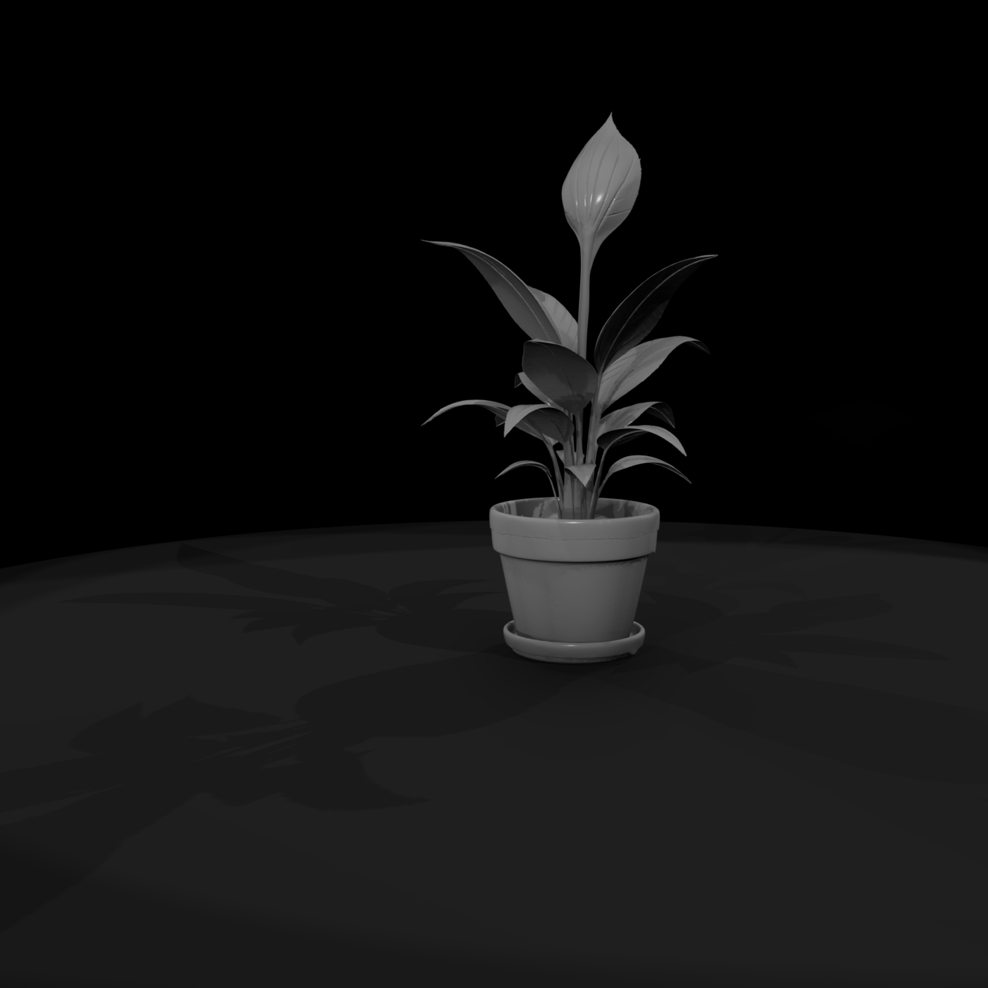 Stylized Peace Lily Potted Plant — 3D Printable Miniature