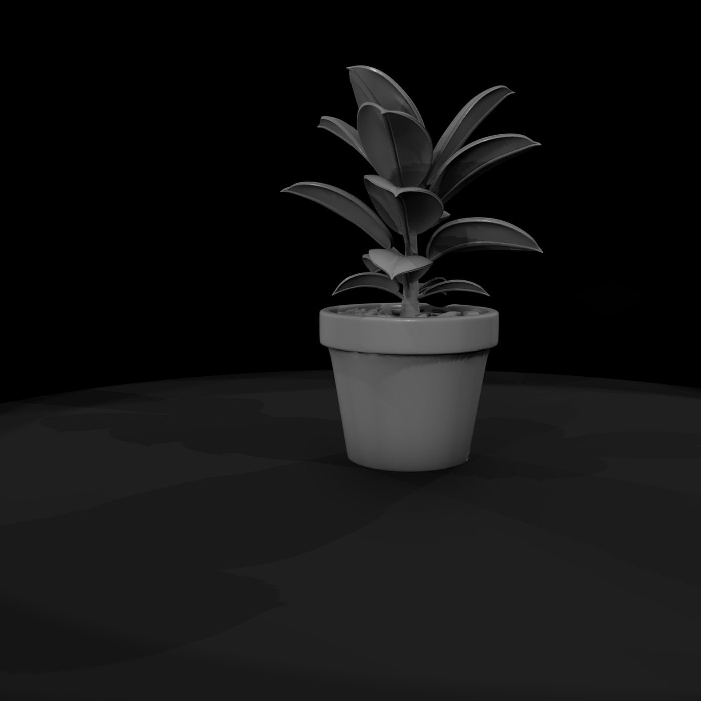 Stylized Potted Rubber Plant Miniature
