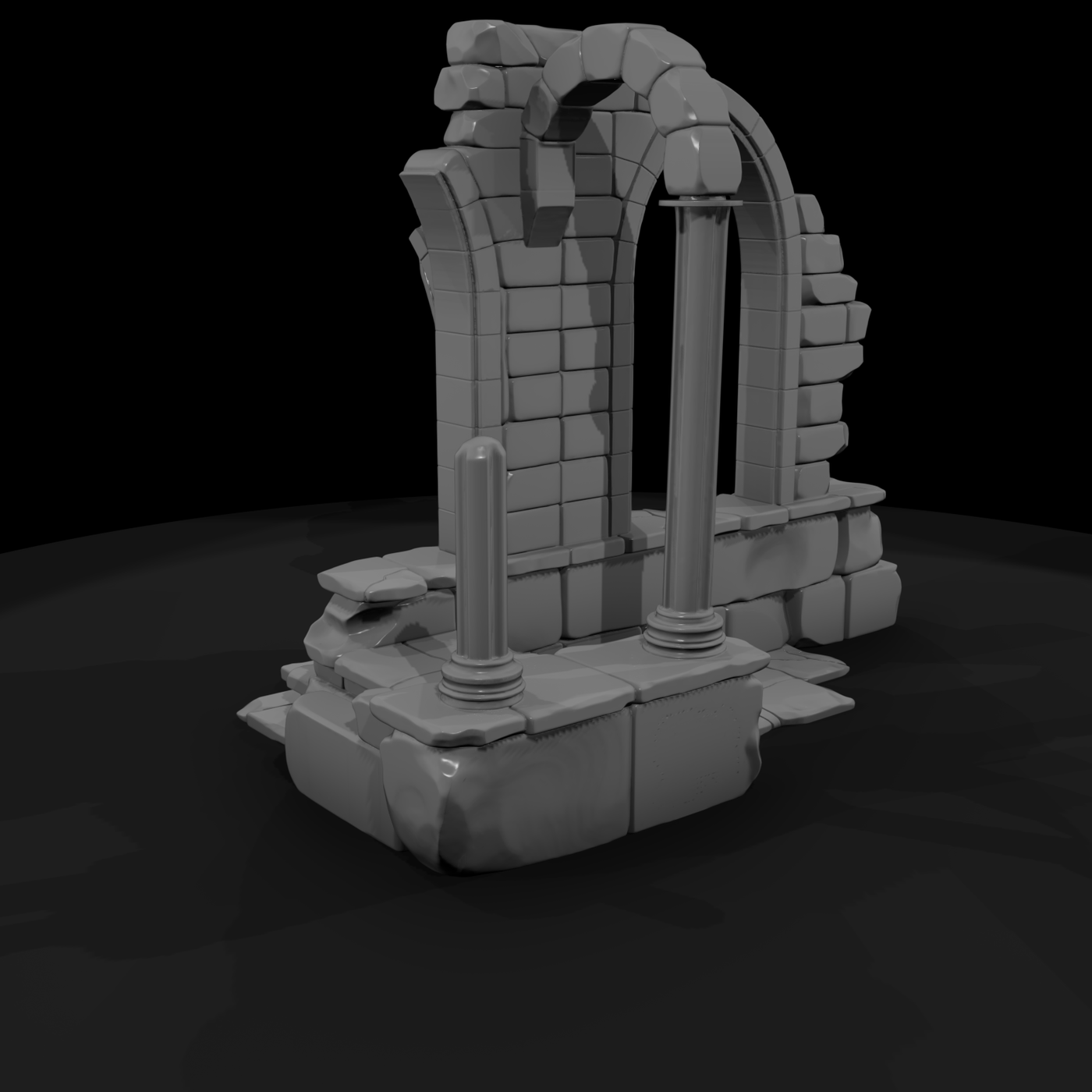 Stylized Stone Ruins Arch & Columns — Modular Terrain