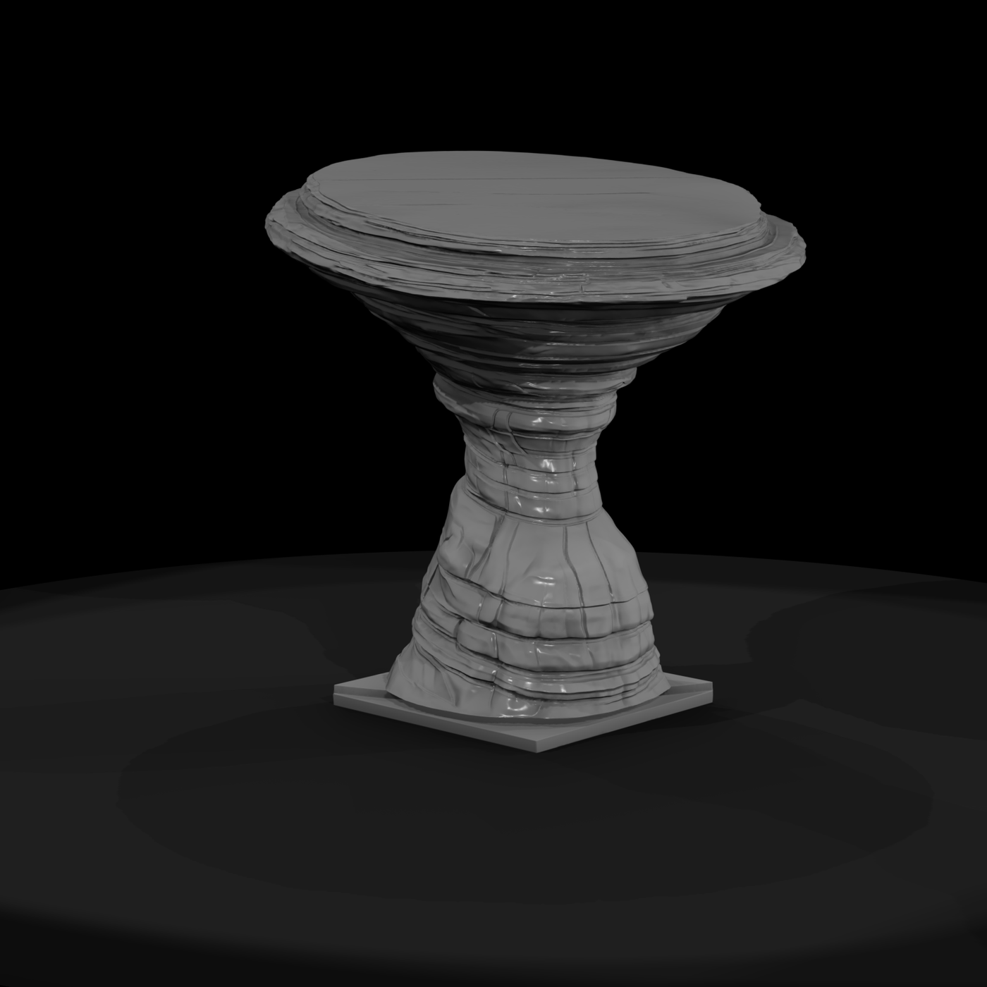 Stylized Stratified Rock Pedestal Table