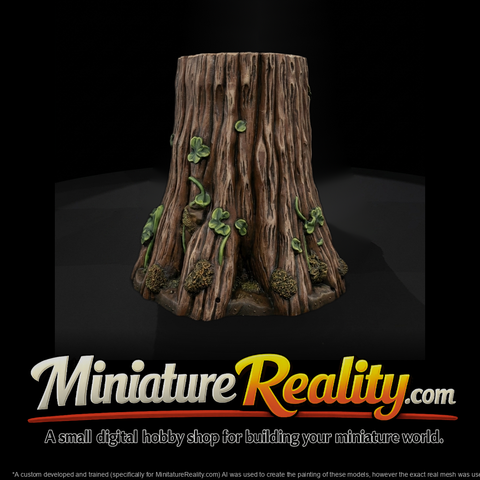 Stylized Tree Stump with Fungi and Vines