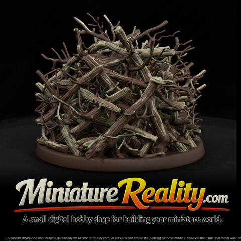 Stylized Twig Pile Base miniature, three-quarter view