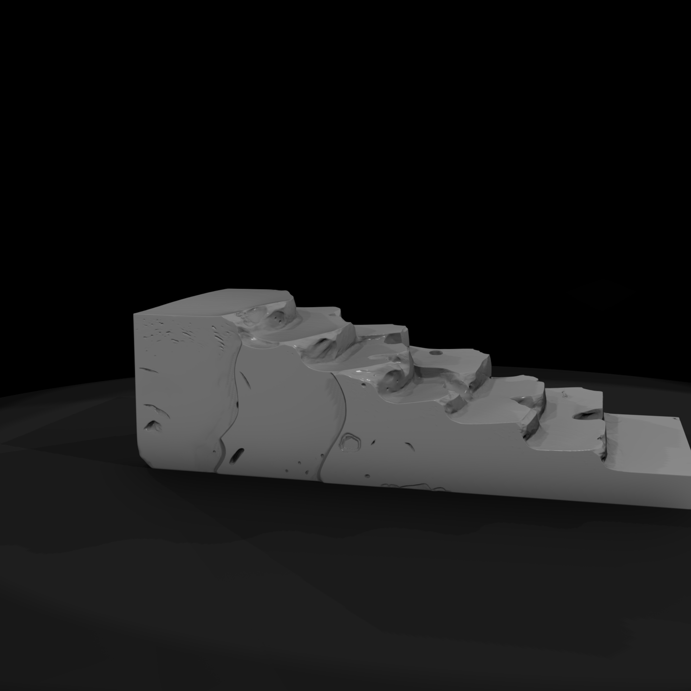 Stylized Weathered Stone Staircase — 3D Printable Ruins Terrain