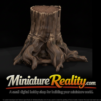 Stylized Weathered Tree Stump miniature, three-quarter view — thumbnail 2
