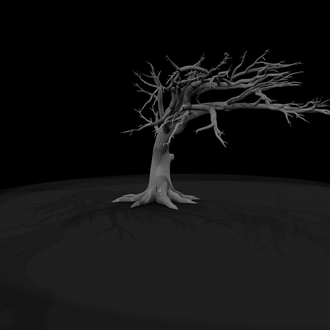 Stylized Wind‑Bent Dead Tree