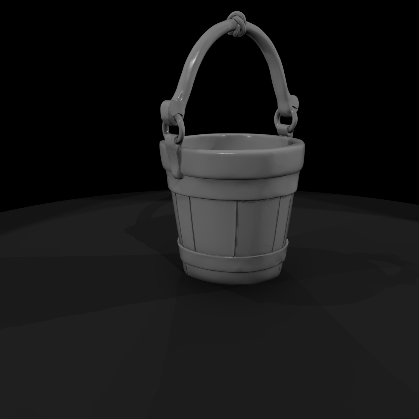 Stylized Wooden Water Bucket - 3D Printable