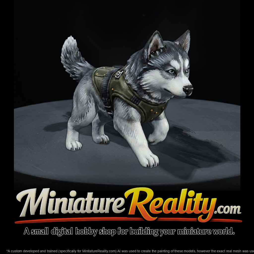 Stylized 3d husky puppy with tactical harness LTn1r2jS