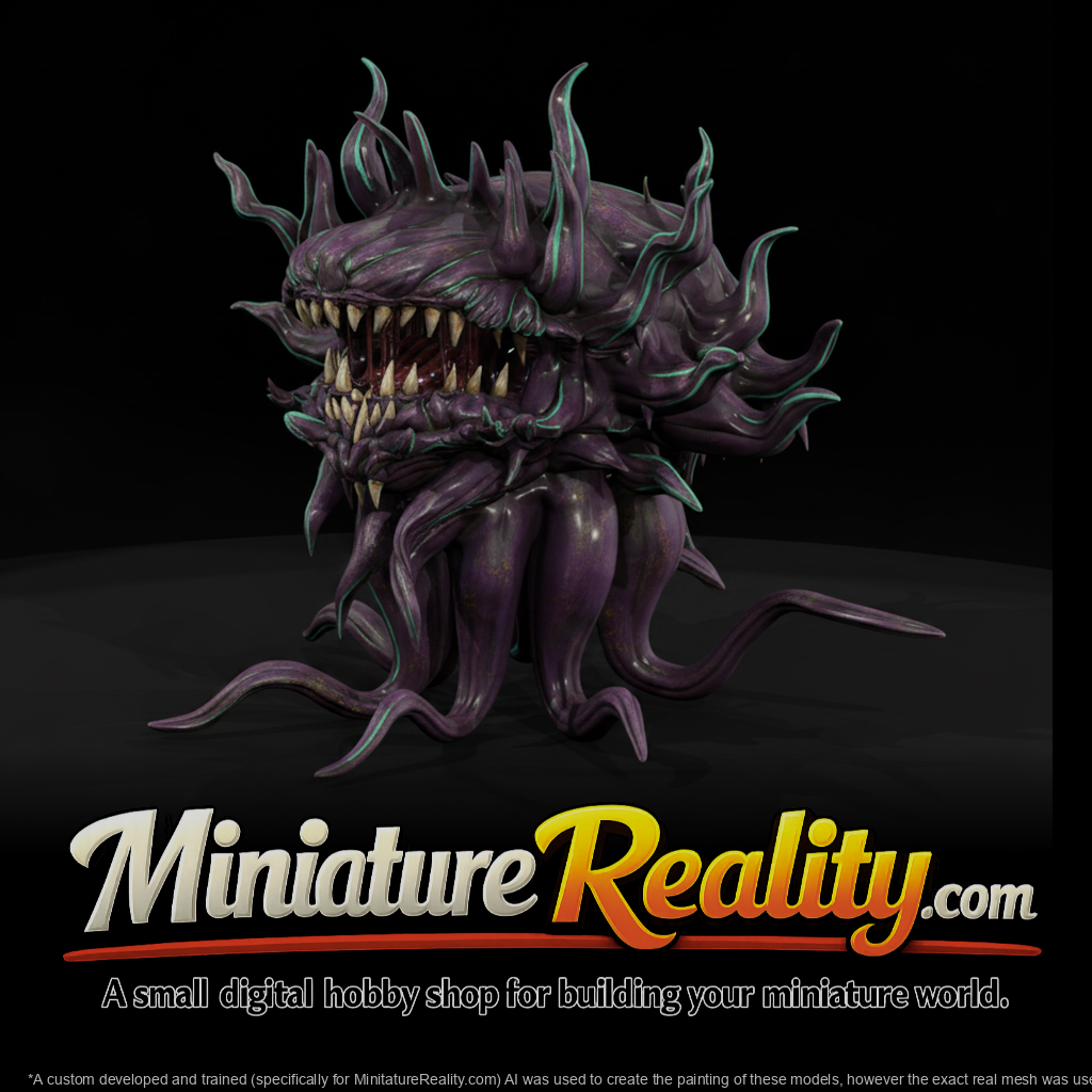 Tentacle Maw Monster miniature, three-quarter view