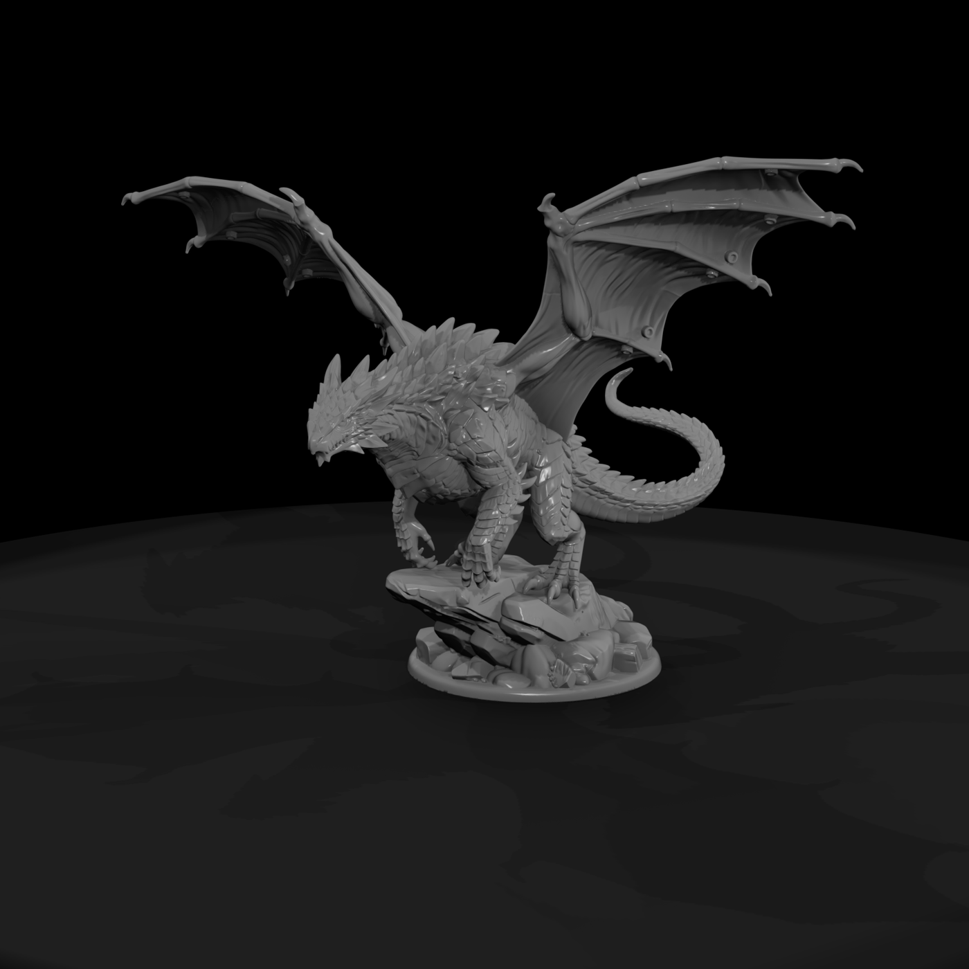 Mountain Drake Dragon Miniature on Cliff Base 14