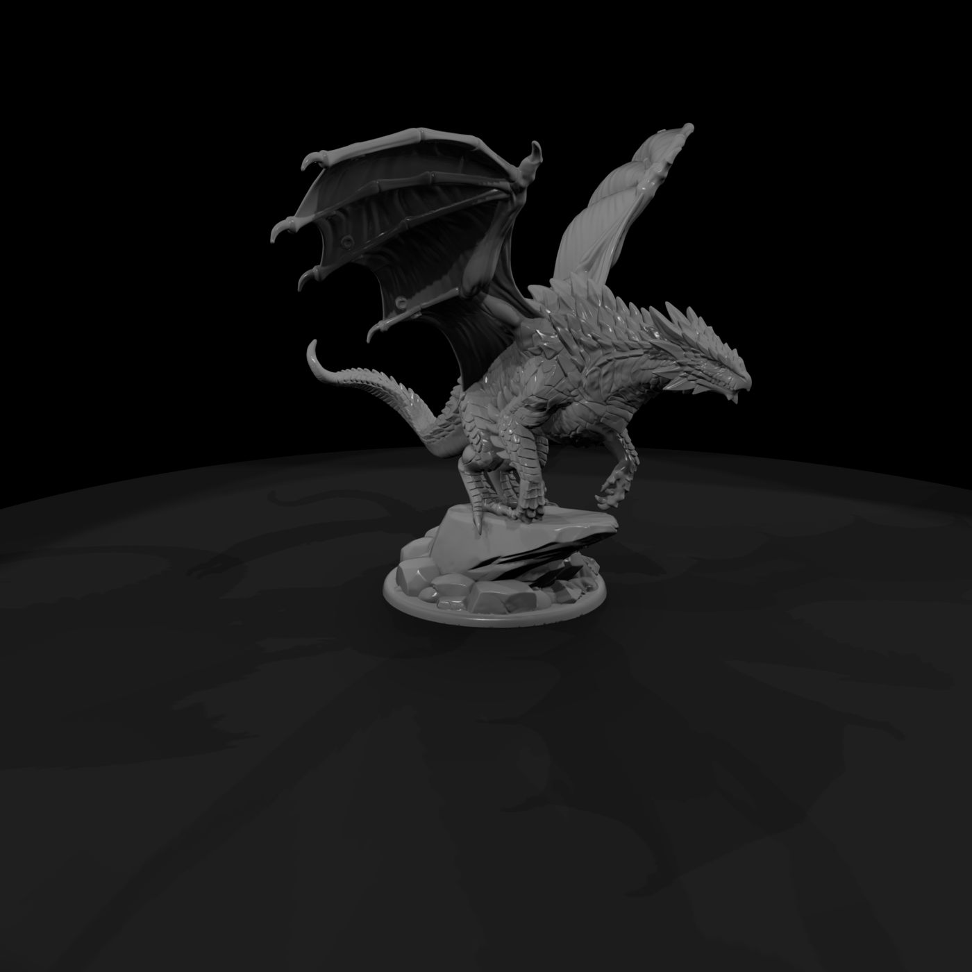 Mountain Drake Dragon Miniature on Cliff Base 14