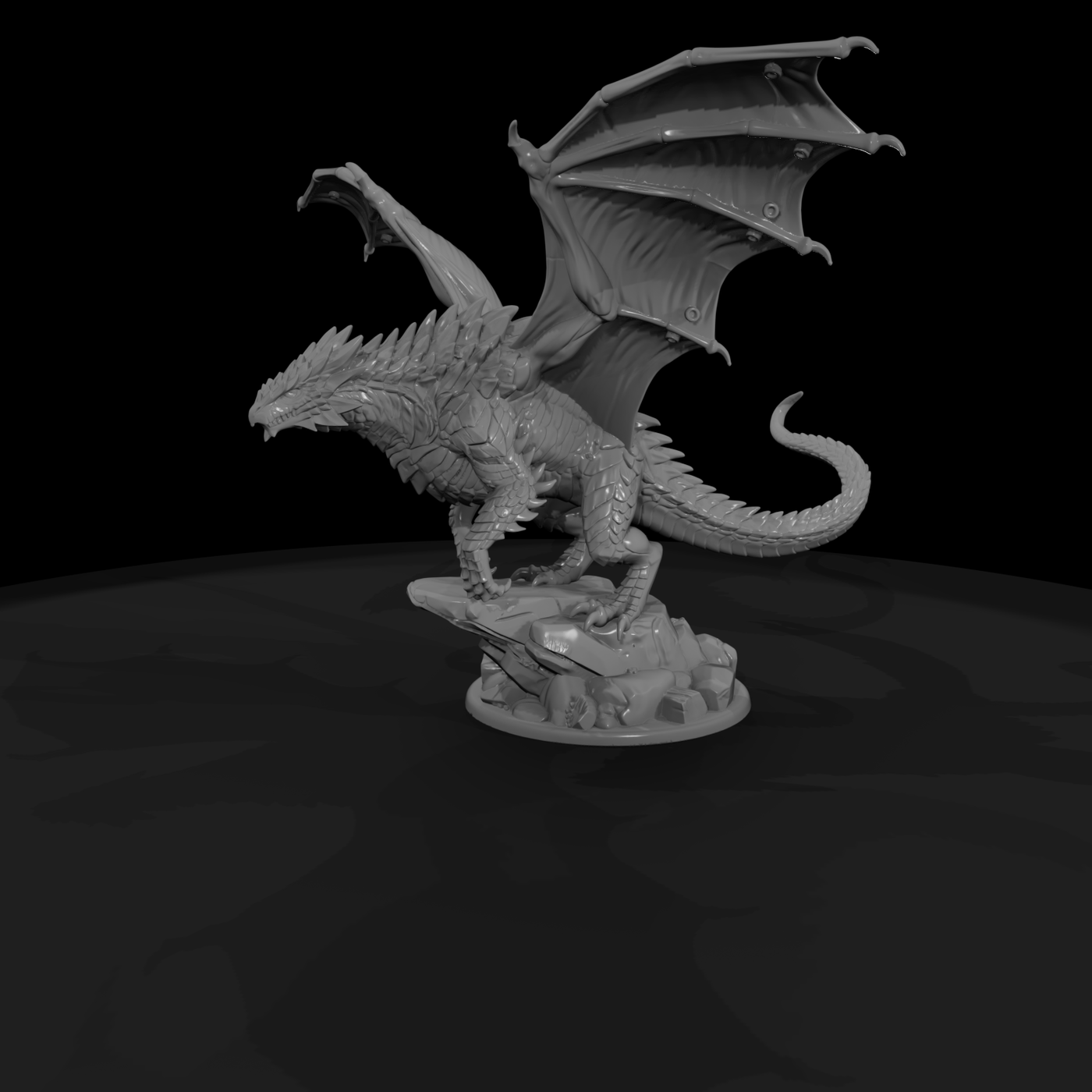 Mountain Drake Dragon Miniature on Cliff Base 14