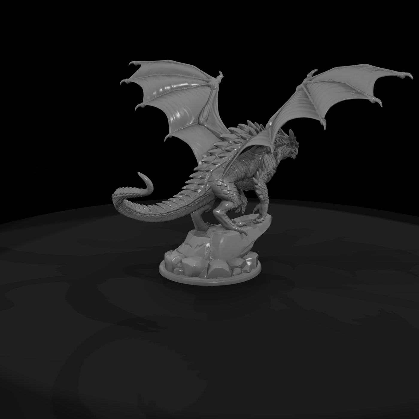 Mountain Drake Dragon Miniature on Cliff Base 14
