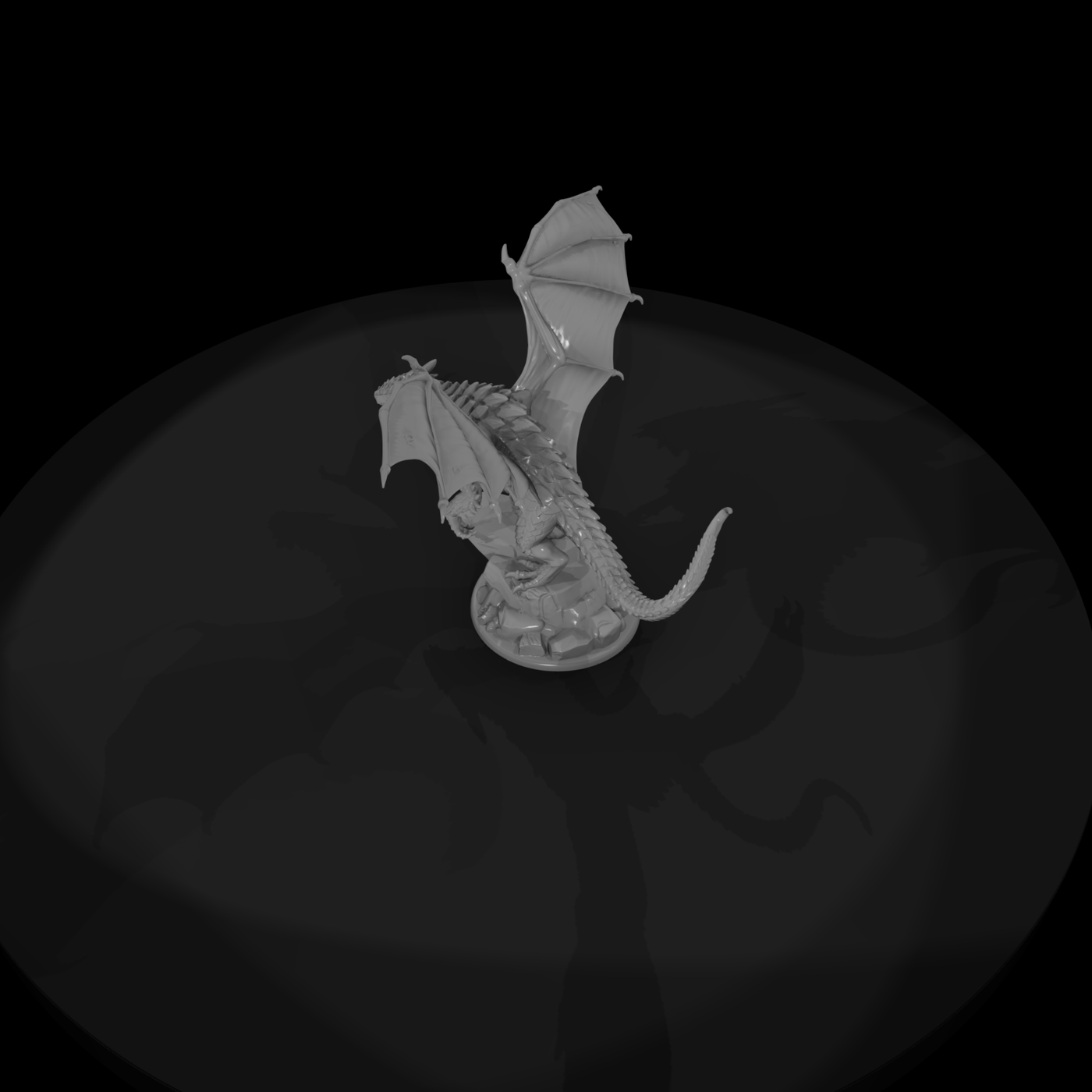 Mountain Drake Dragon Miniature on Cliff Base 14