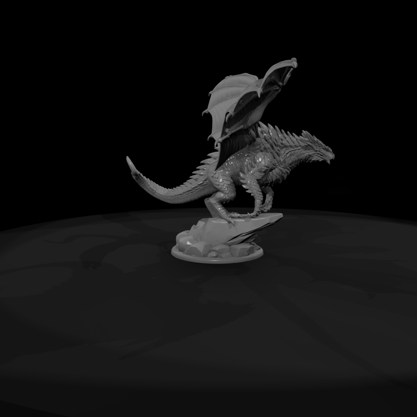 Mountain Drake Dragon Miniature on Cliff Base 14