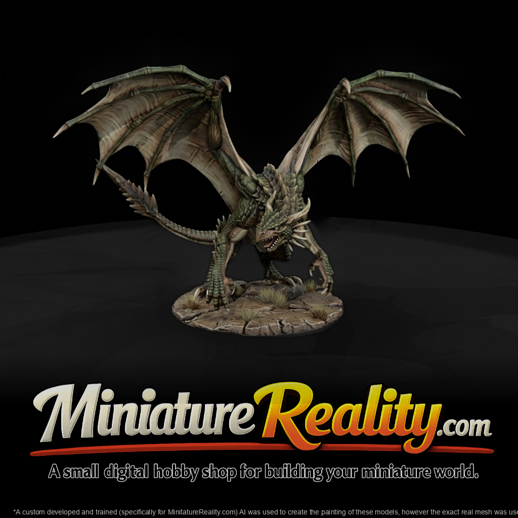 Skyrender Wyvern Dragon Miniature on Scenic Base