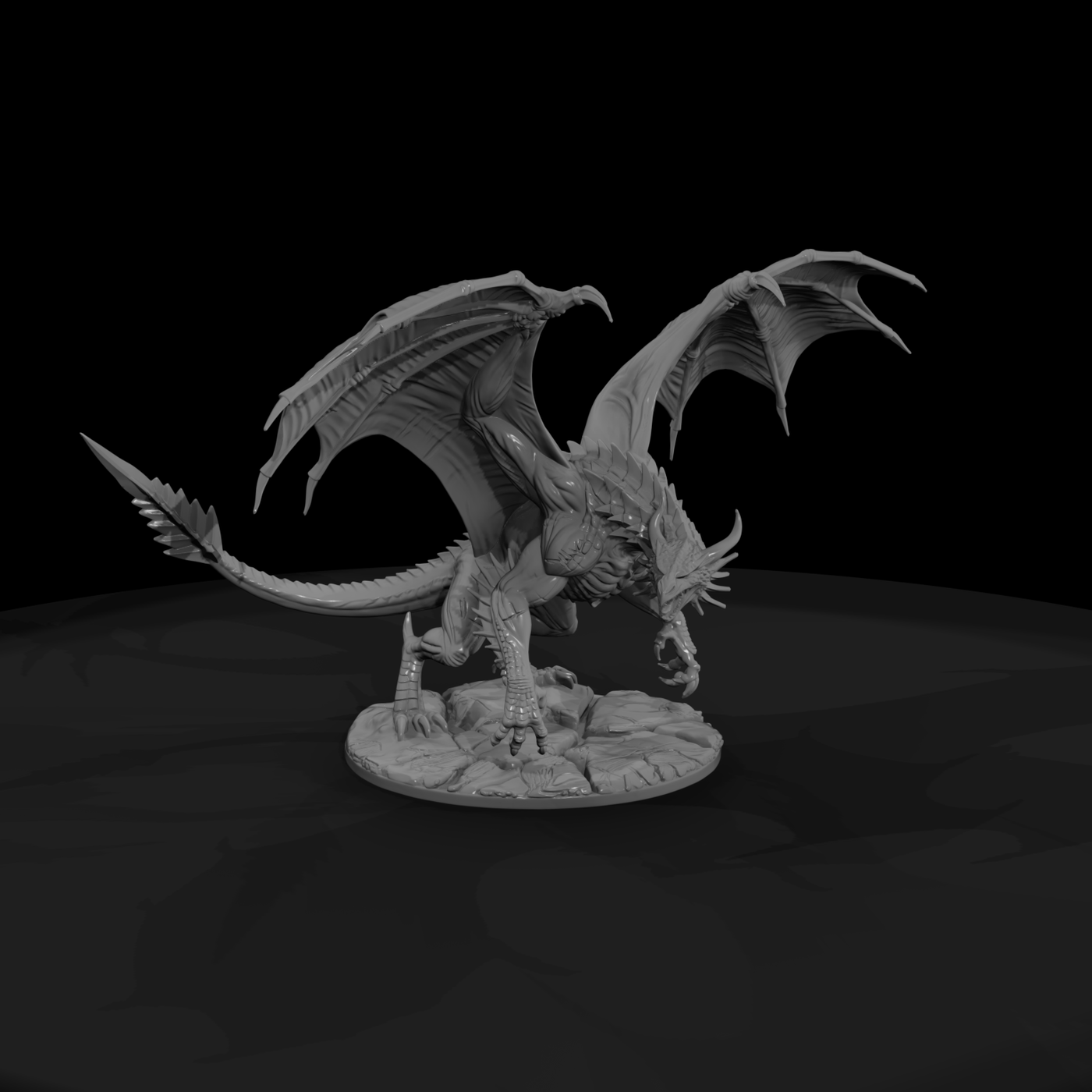Skyrender Wyvern Dragon Miniature on Scenic Base