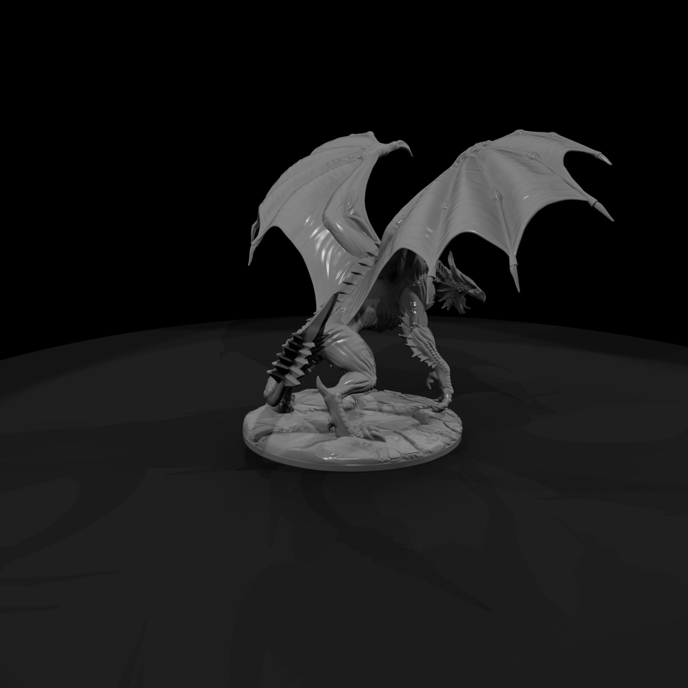 Skyrender Wyvern Dragon Miniature on Scenic Base