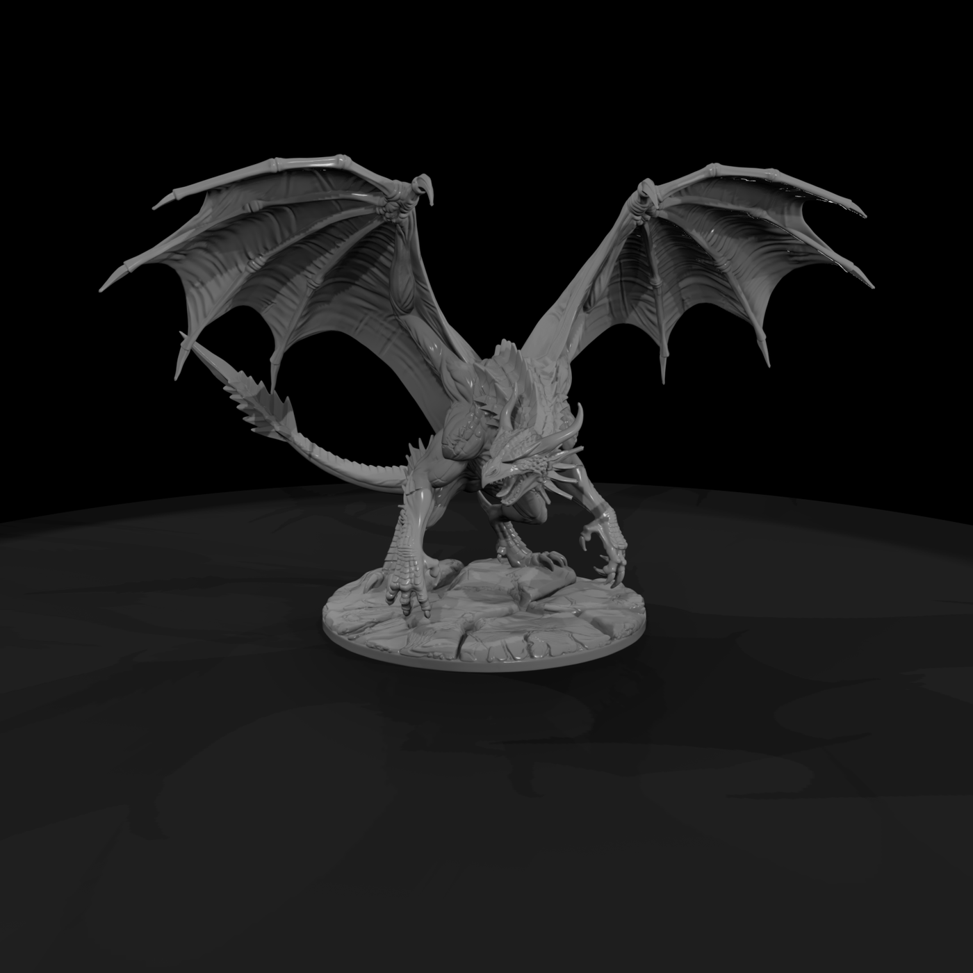 Skyrender Wyvern Dragon Miniature on Scenic Base