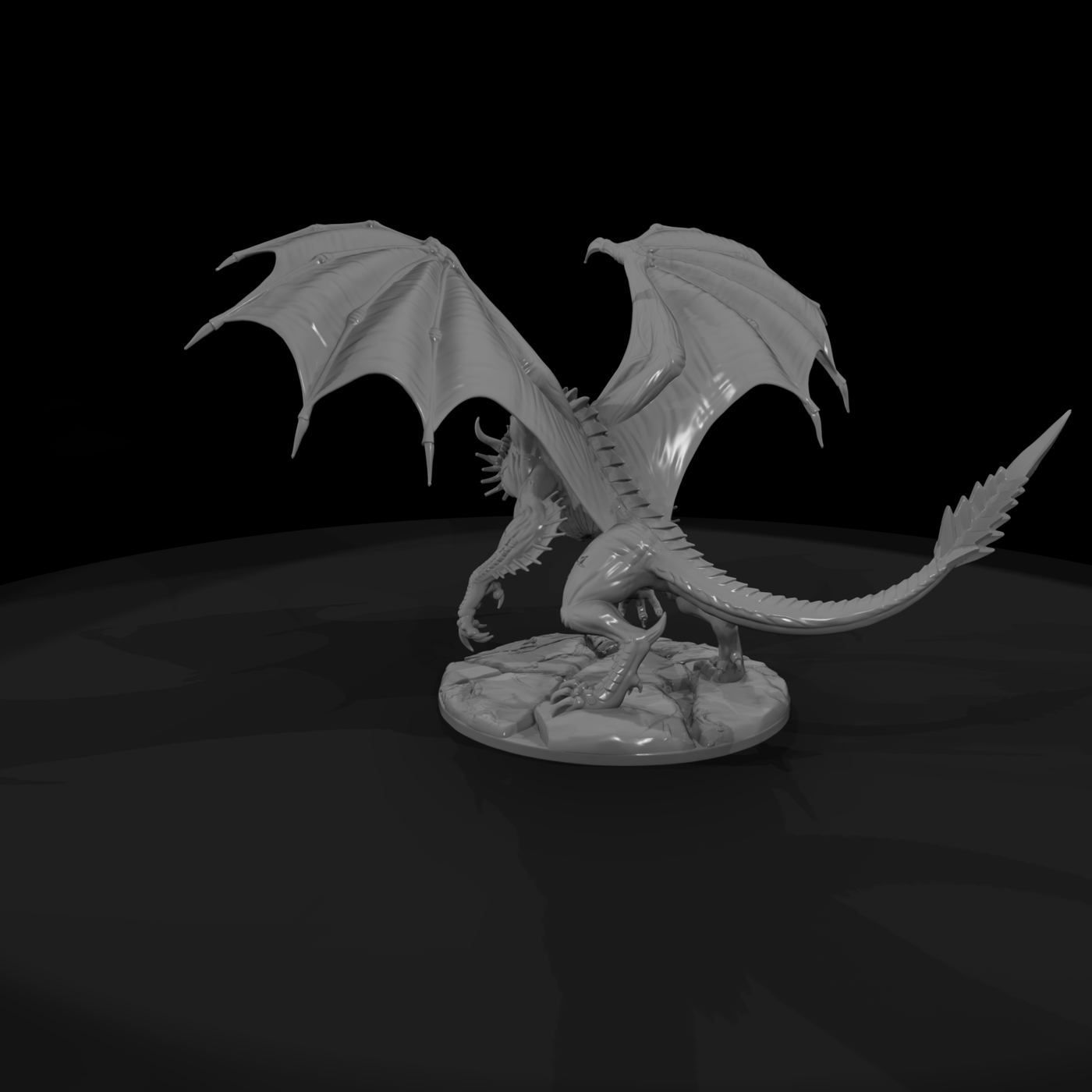 Skyrender Wyvern Dragon Miniature on Scenic Base