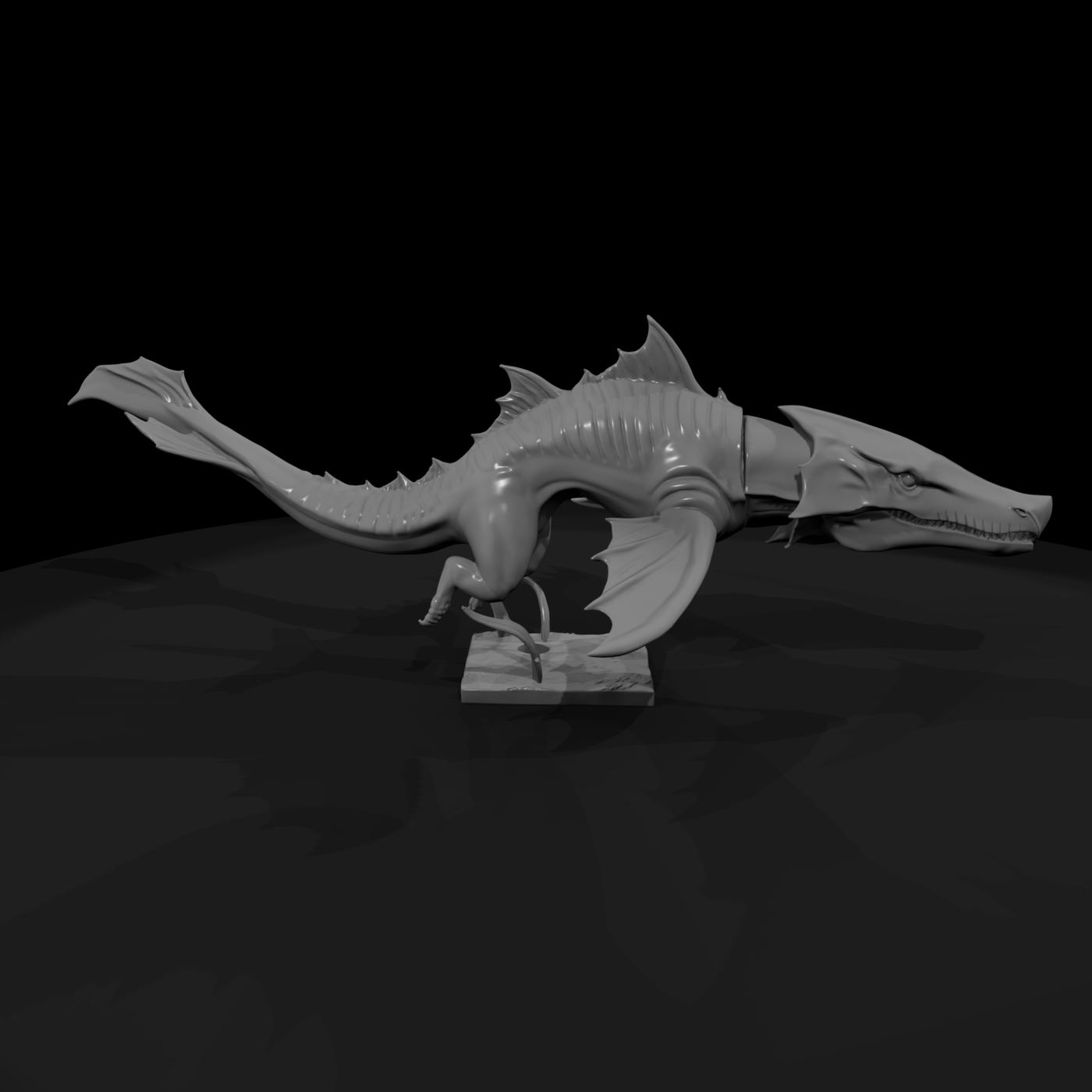 Tidebreaker Sea Drake Miniature — Ramming Pose on Scenic Bas