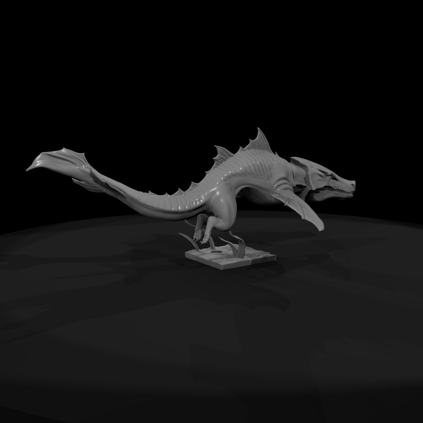Tidebreaker Sea Drake Miniature — Ramming Pose on Scenic Bas