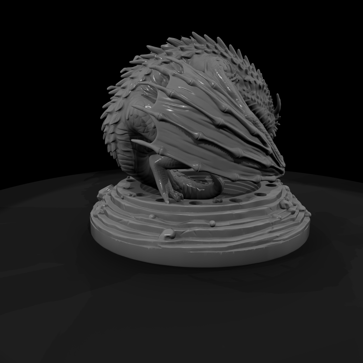 Ember-Drake Dragon Roosting on Volcanic Vent