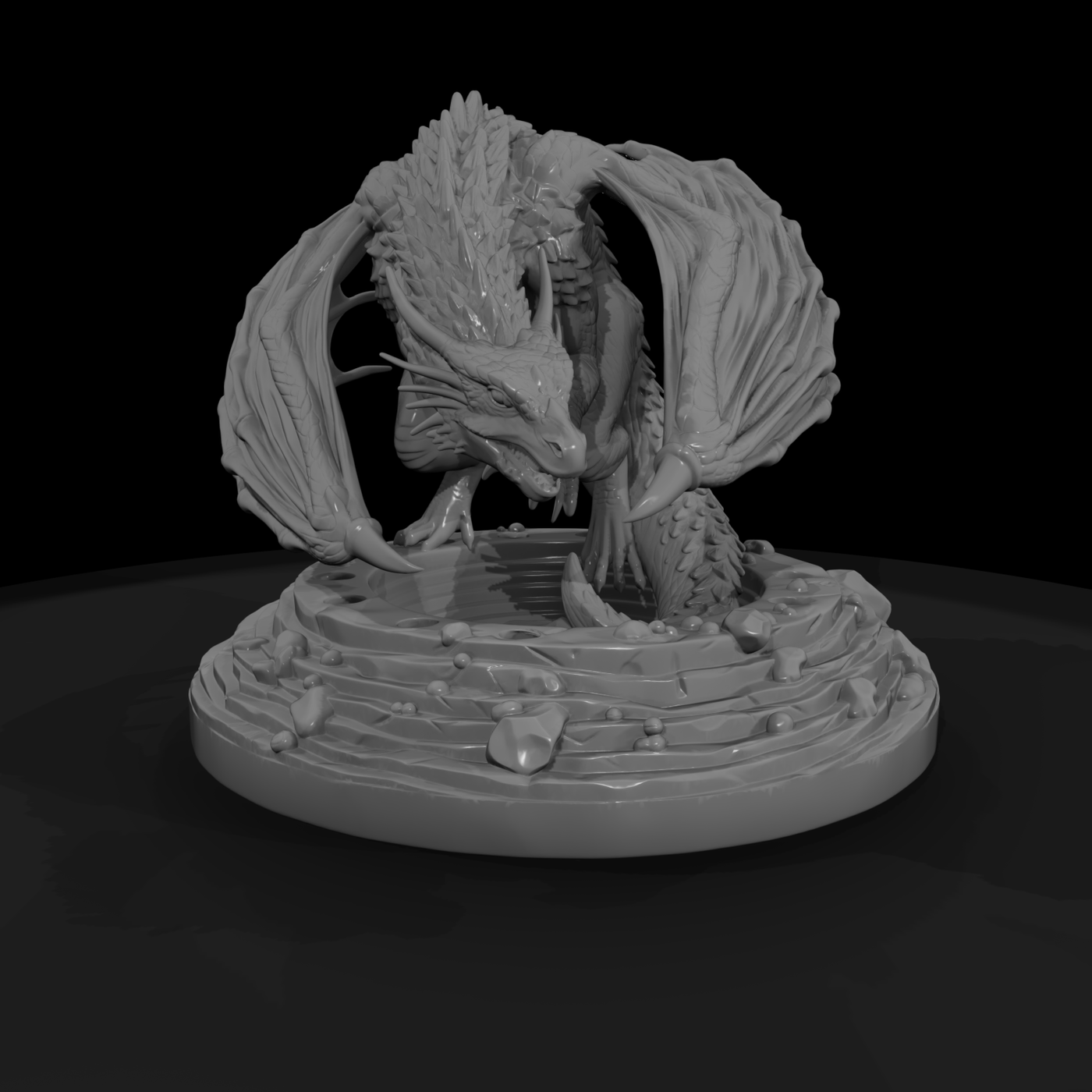 Ember-Drake Dragon Roosting on Volcanic Vent