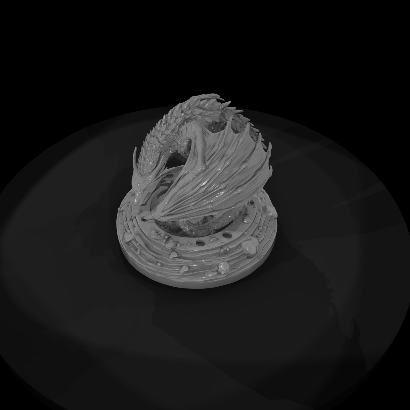 Ember-Drake Dragon Roosting on Volcanic Vent