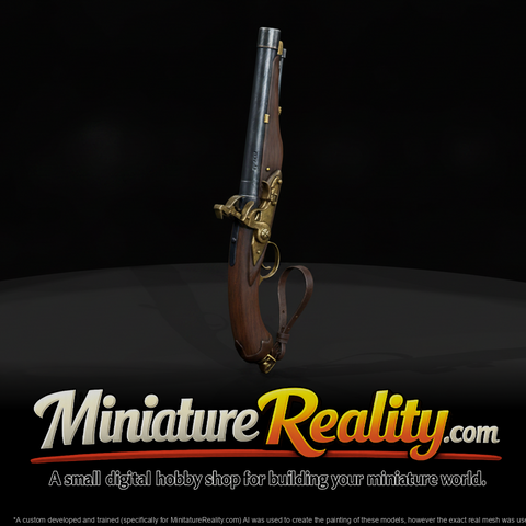 Traditional Pirates Flintlock Pistol Single Shot miniature, three-quarter view