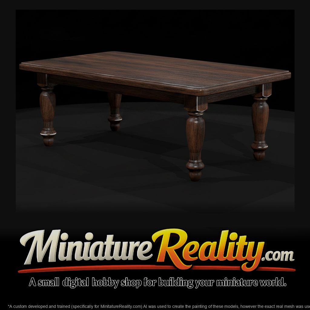 Turned‑Leg Coffee Table — Miniature, three-quarter view