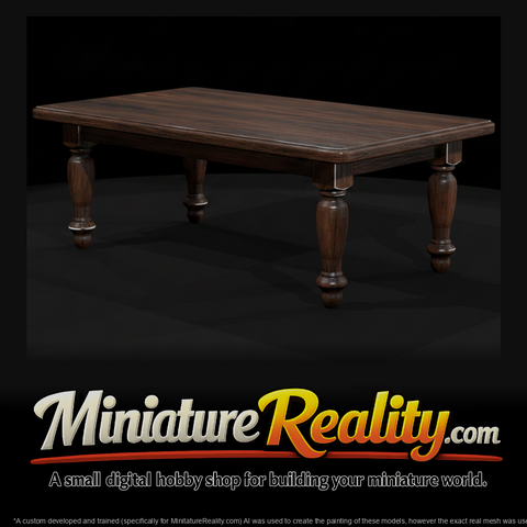 Turned‑Leg Coffee Table — Miniature, three-quarter view