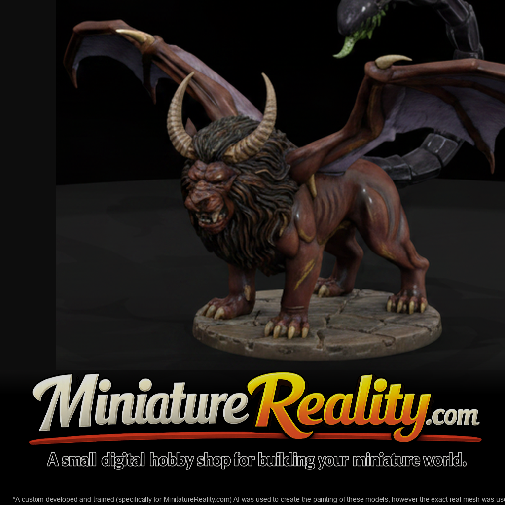 Manticore Beast miniature, three-quarter view