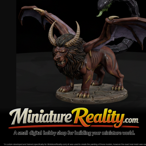 Manticore Beast miniature, three-quarter view