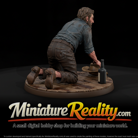 Wild West Saloon Floor Drunk miniature, three-quarter view