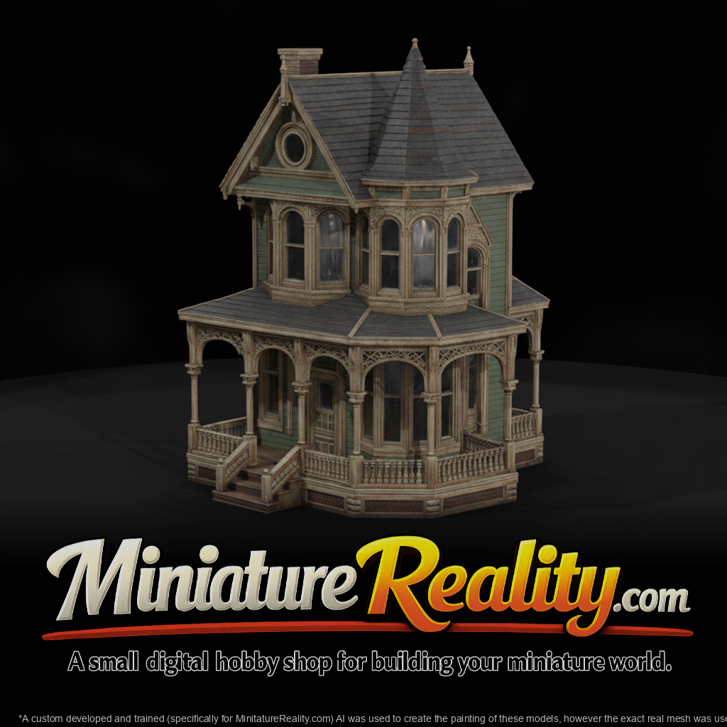 Victorian Dollhouse Exterior — Exterior Shell miniature, three-quarter view