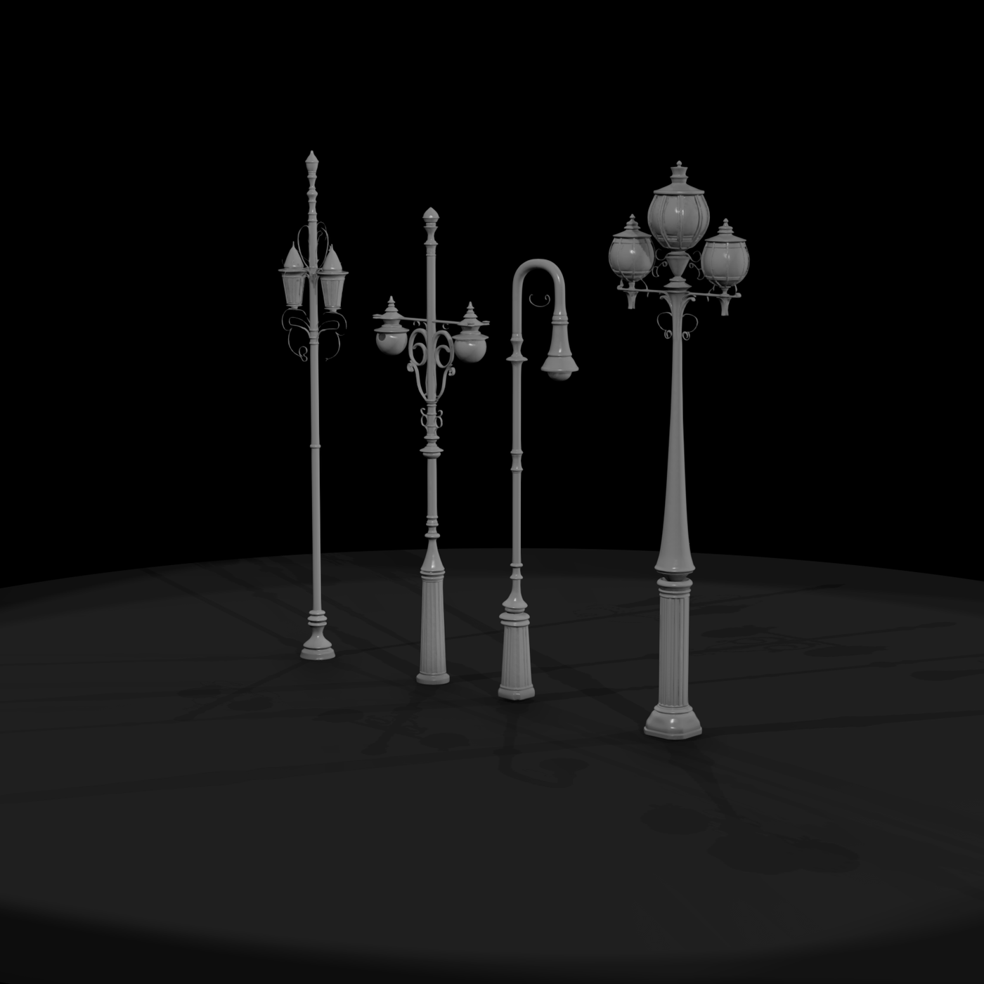 Victorian Ornate Street Lamps — Set of 4