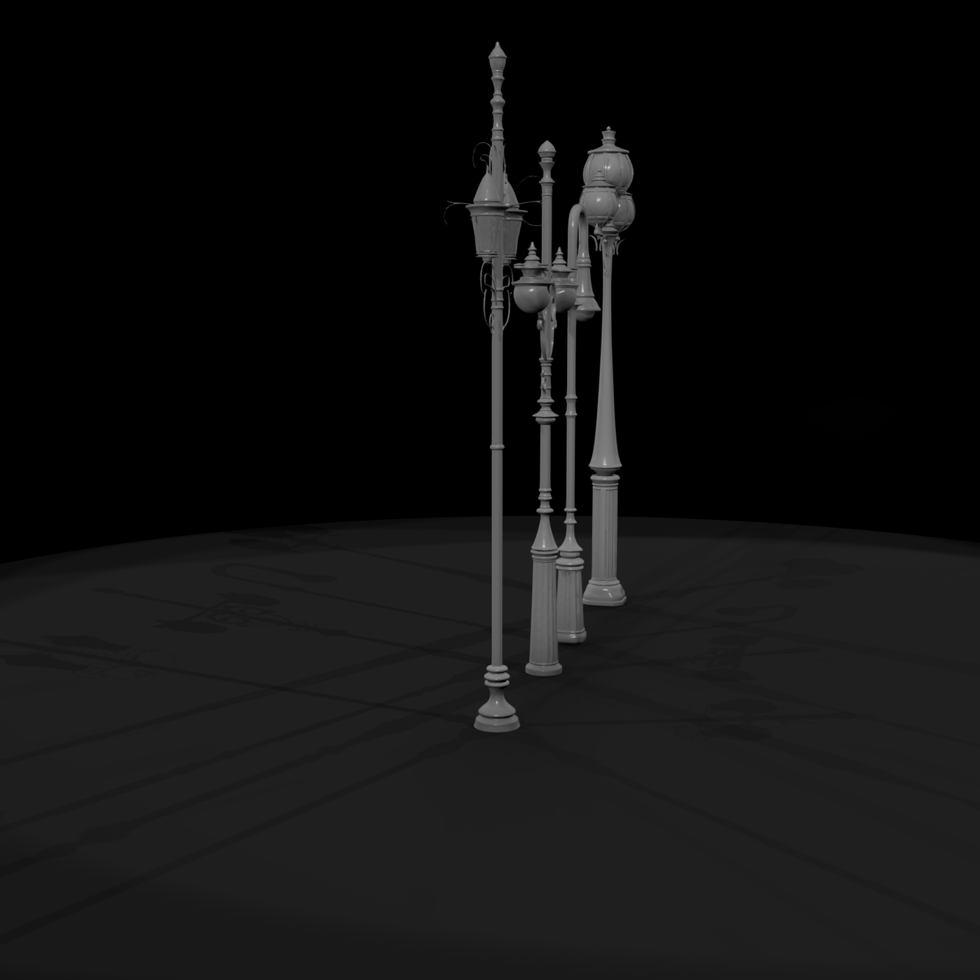 Victorian Ornate Street Lamps — Set of 4