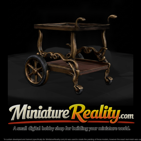 Victorian Ornate Two-Tier Tea Trolley (Serving Cart) - Miniature