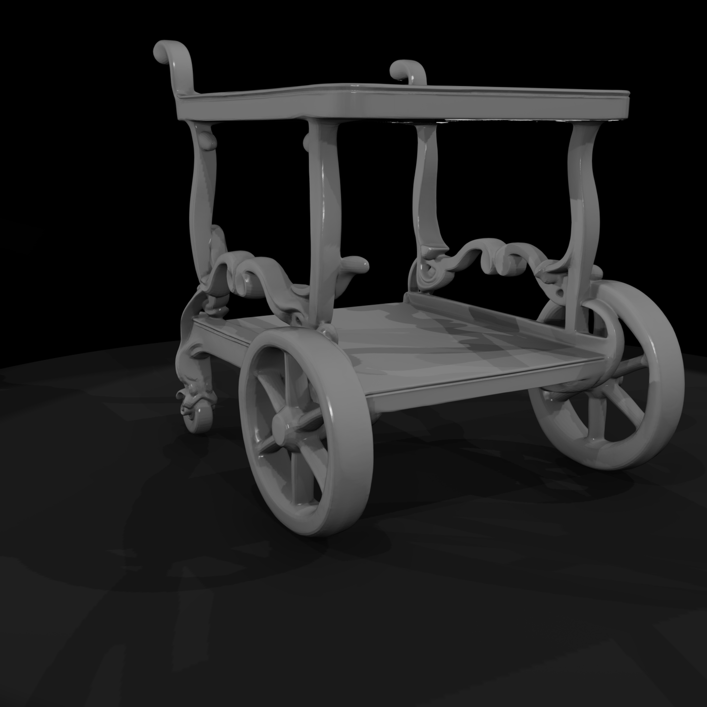 Victorian Ornate Two-Tier Tea Trolley (Serving Cart) - Miniature