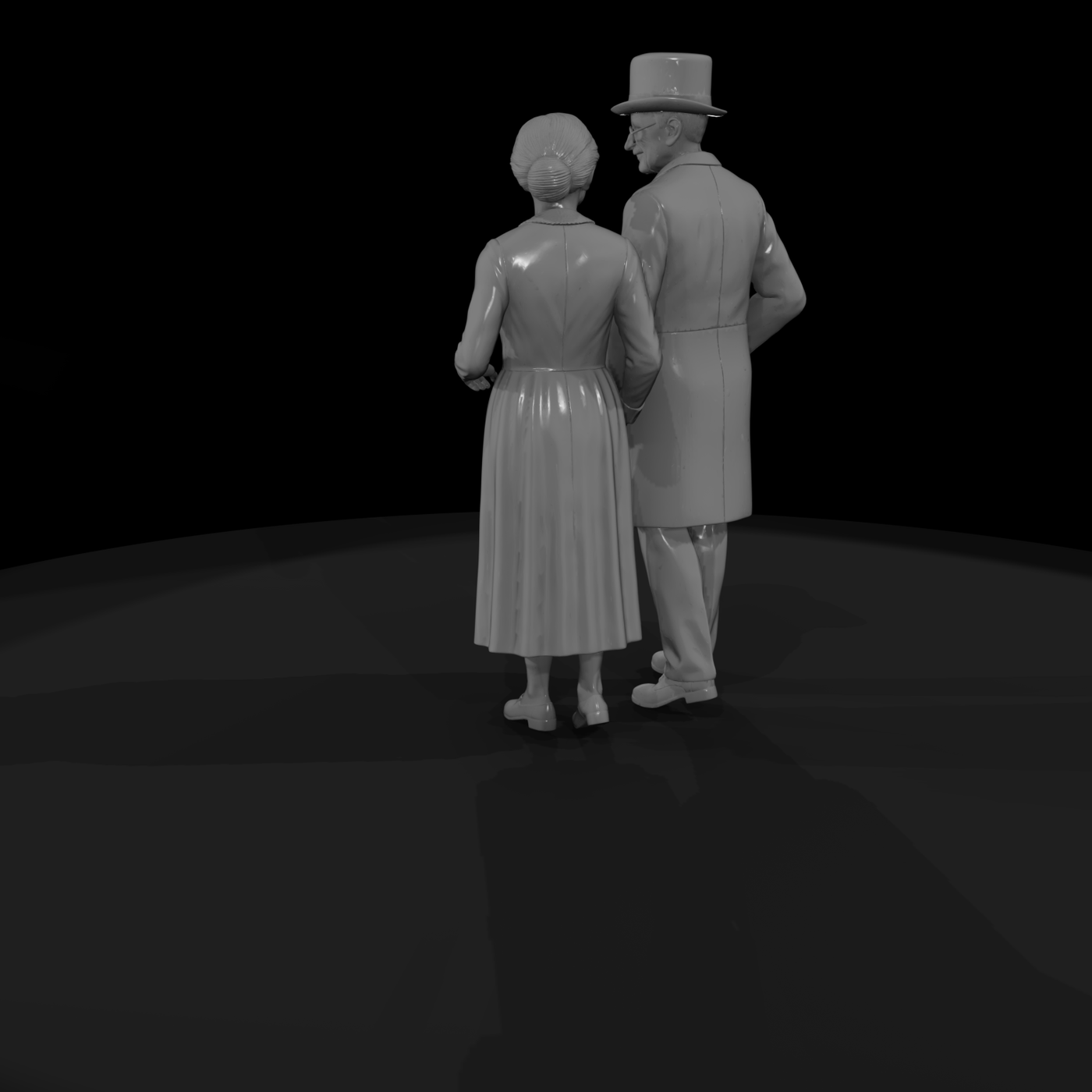Victorian Elderly Couple Walking