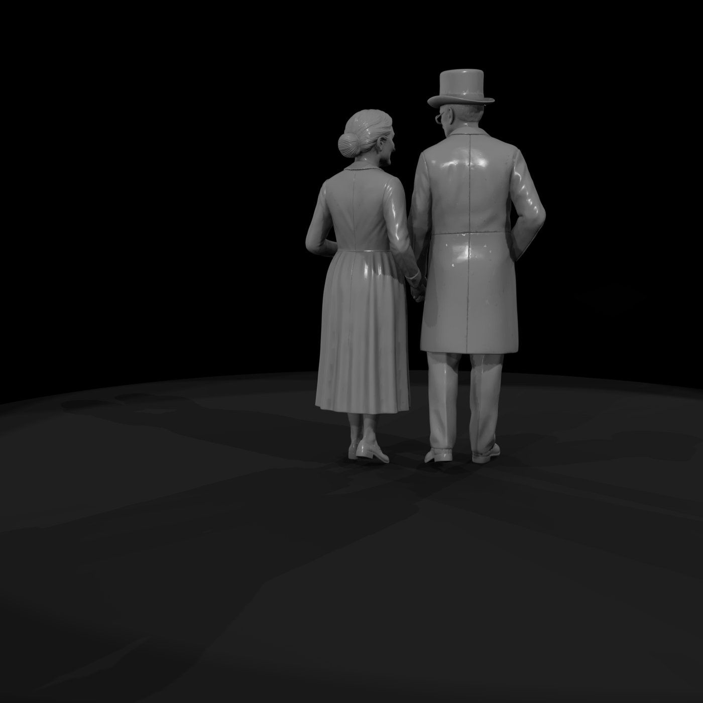 Victorian Elderly Couple Walking