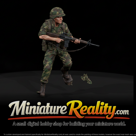 United States 173rd Airborne Paratrooper miniature, three-quarter view