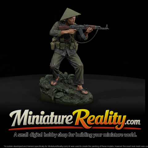 Viet Cong Guerrilla Rifleman miniature, three-quarter view