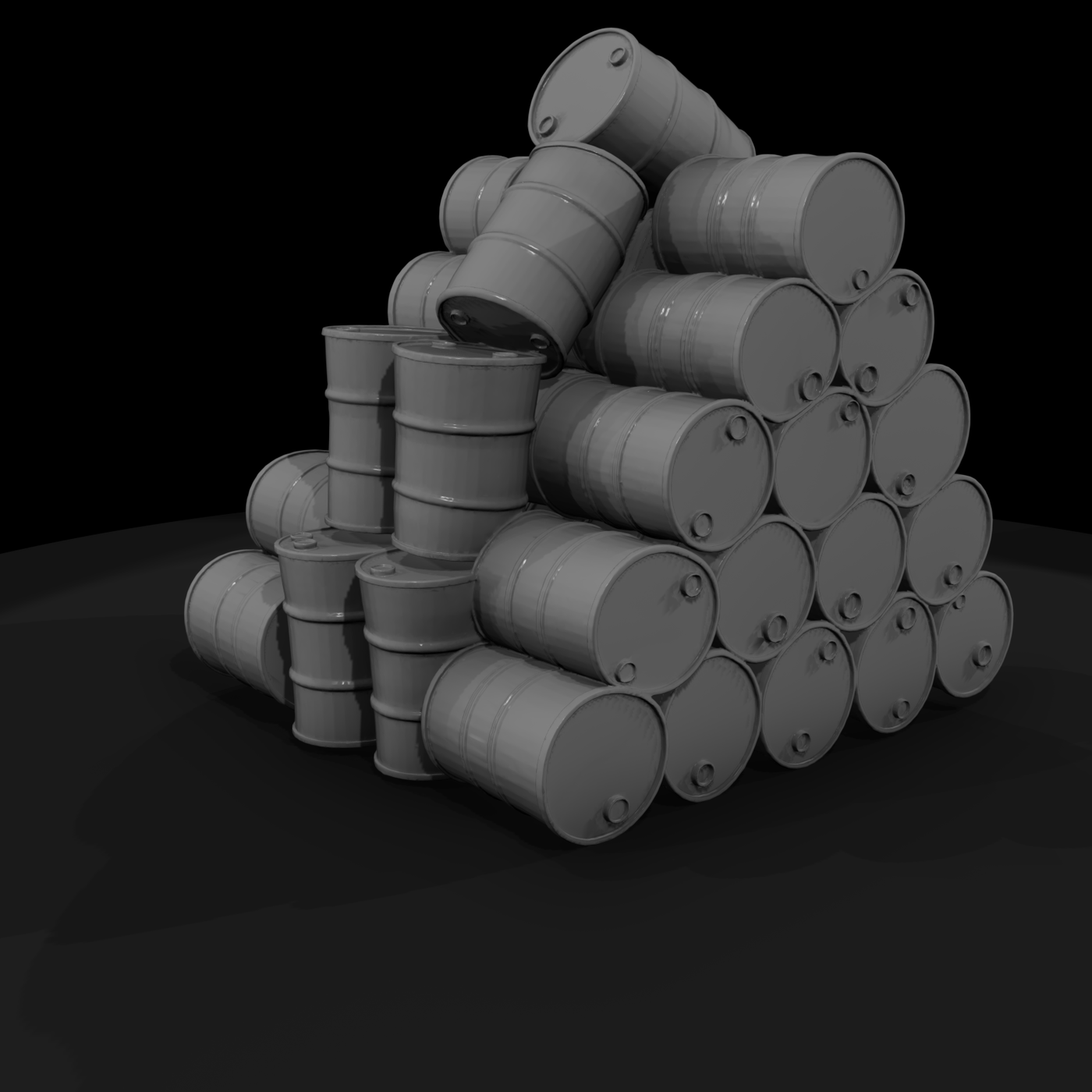 Weathered Stacked Oil Drums - 3D Printable