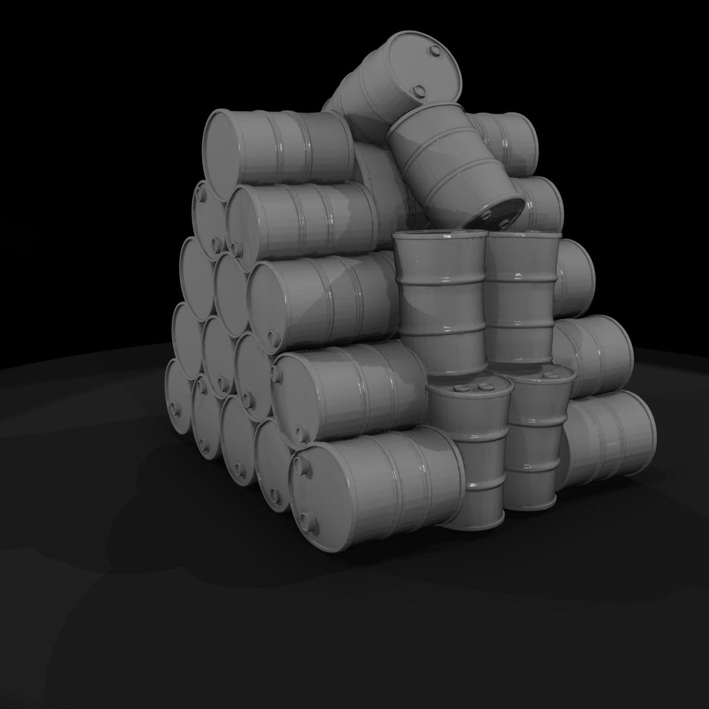 Weathered Stacked Oil Drums - 3D Printable