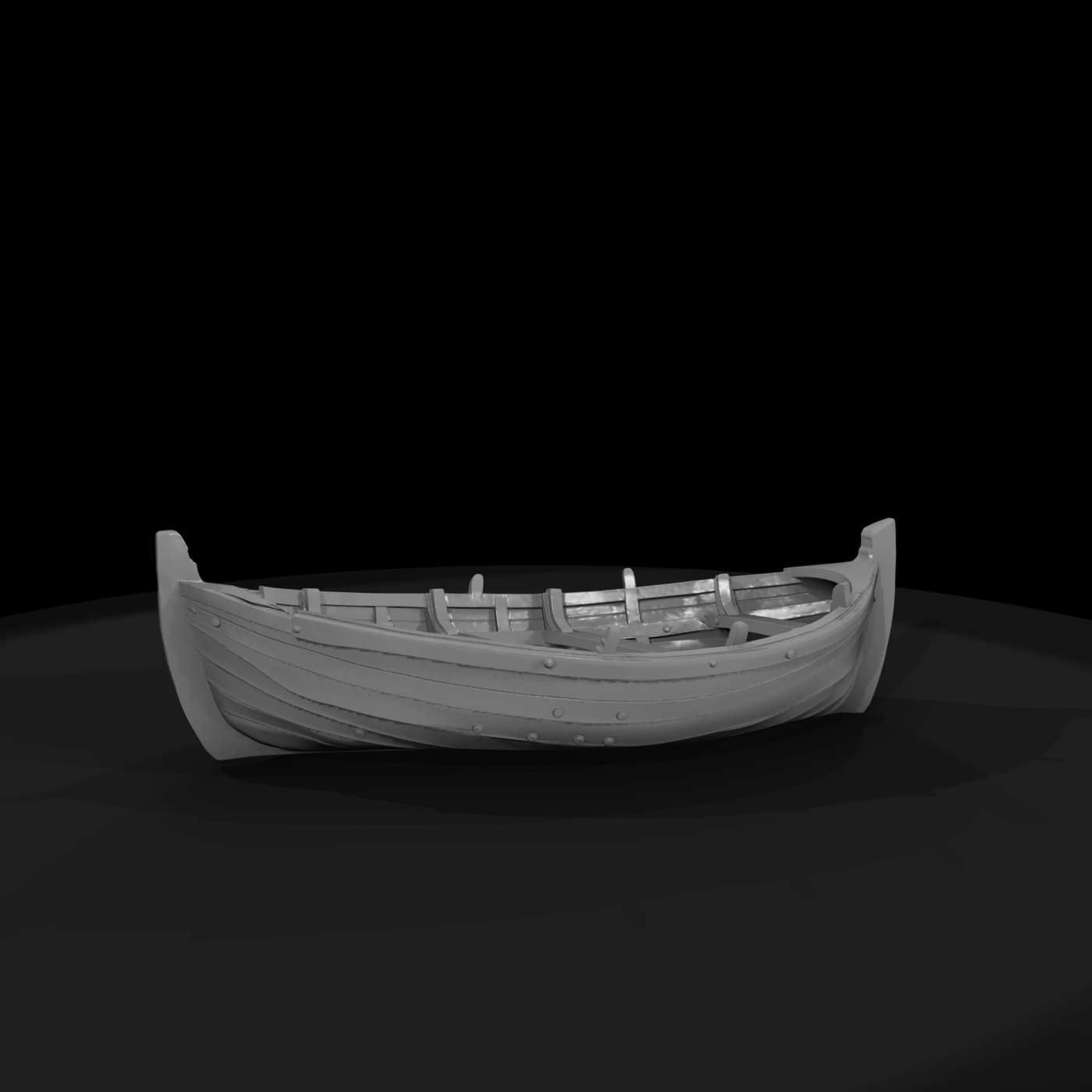 Weathered Viking Rowboat — Miniature