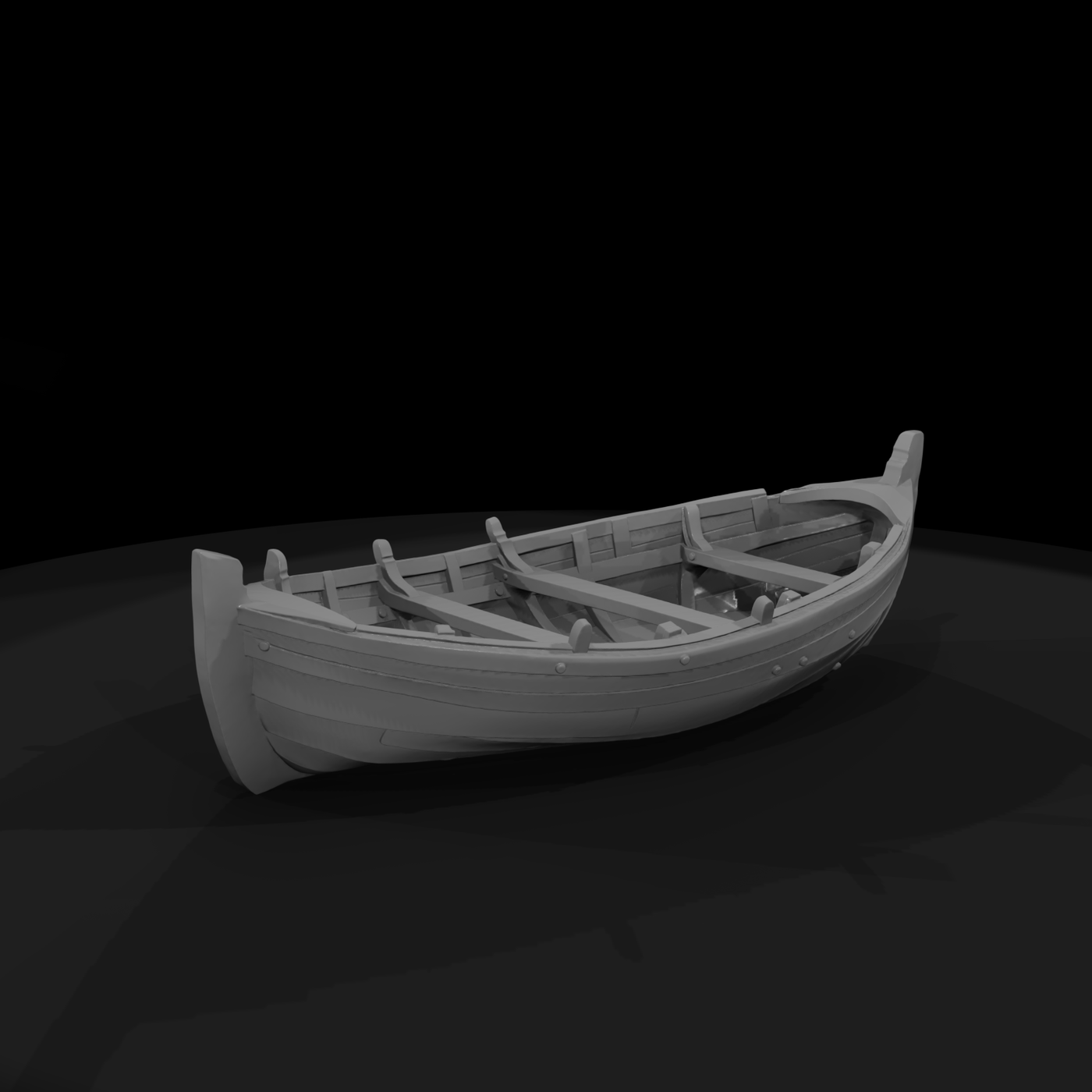 Weathered Viking Rowboat — Miniature